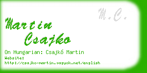 martin csajko business card